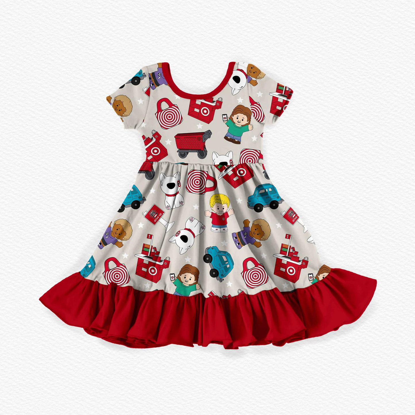 preorder GSD2024 cartoon dog target red short sleeve girls dress