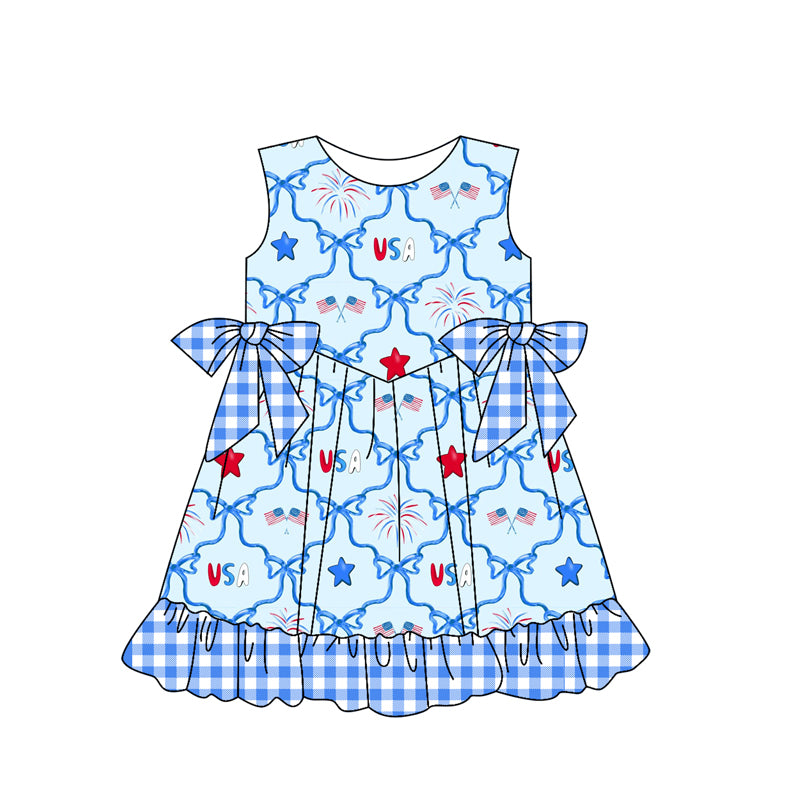 preorder GSD2030 July 4th bows firework sleeveless girls dress