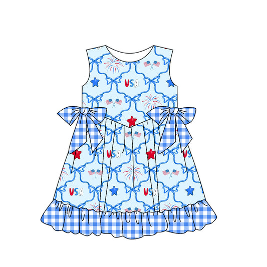 preorder GSD2030 July 4th bows firework sleeveless girls dress