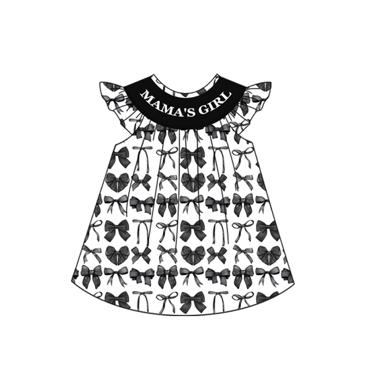 preorder GSD2033 mama;s girl black bows flutter sleeve girls dress