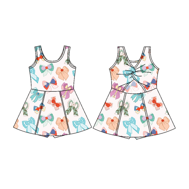 preorder GSD20409 cartoon princess bows sleeveless with shorts girls dress