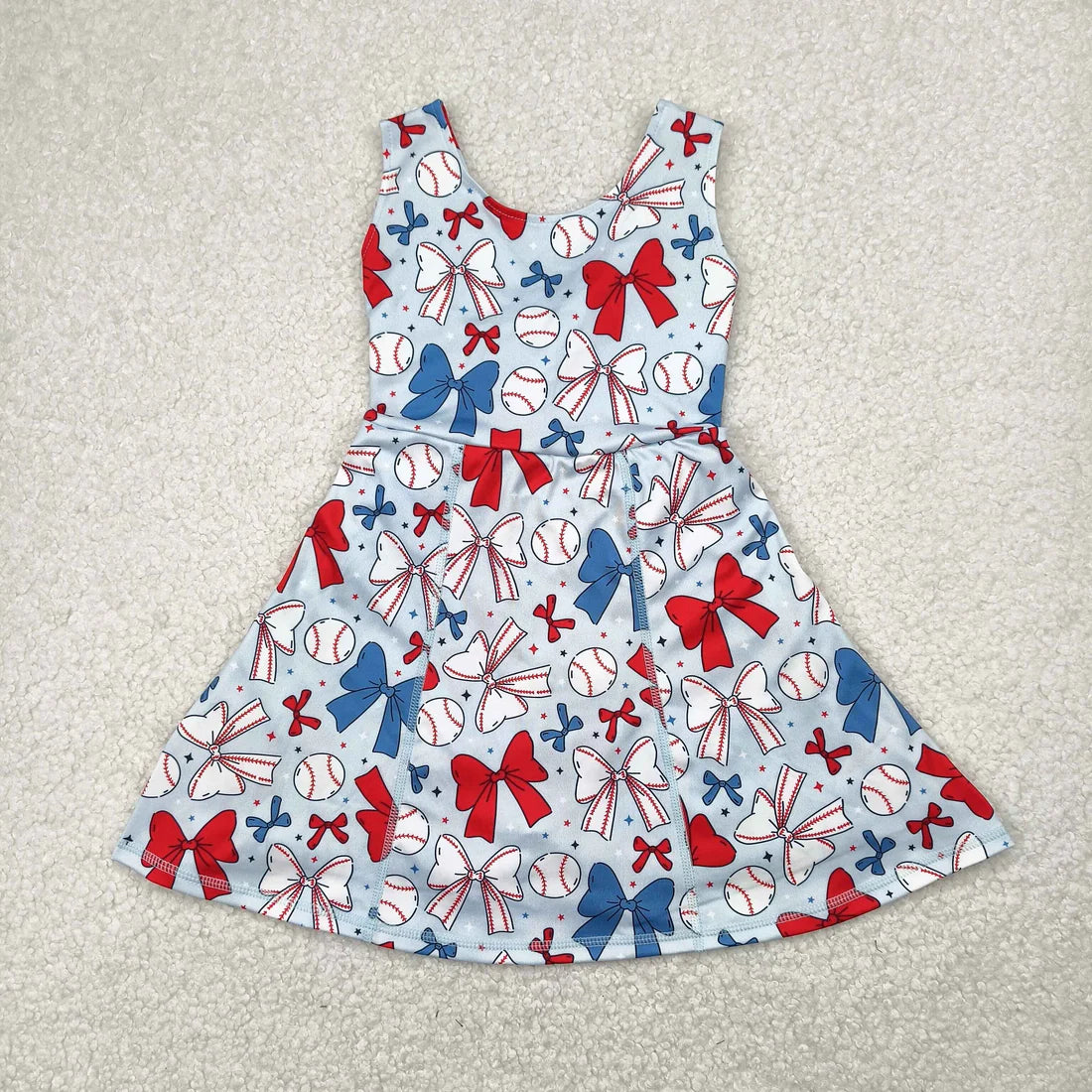 yoga July 4th red blue bows baseball sibling clothes RTS