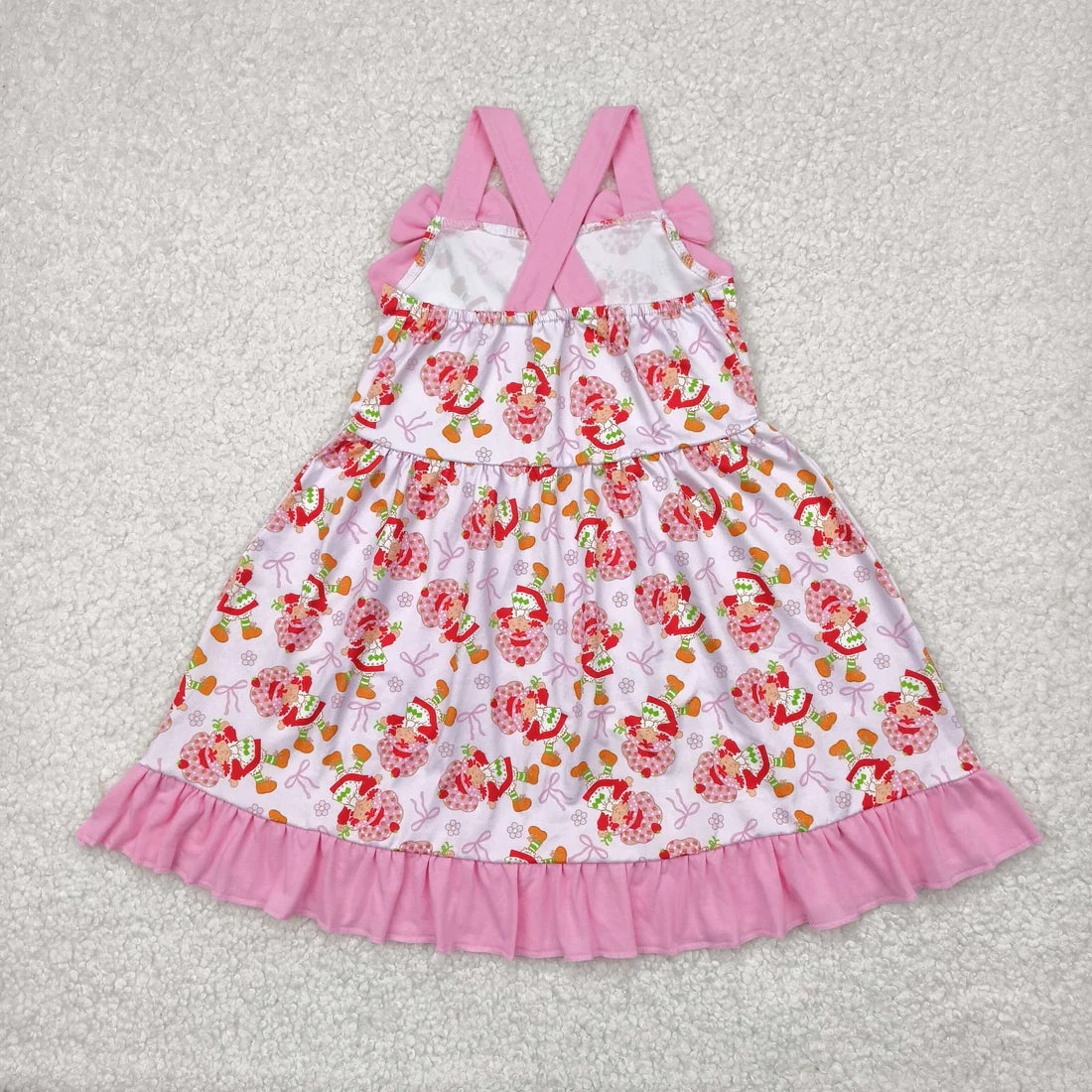 strawberry girl pink bows Summer Sibling Clothes RTS