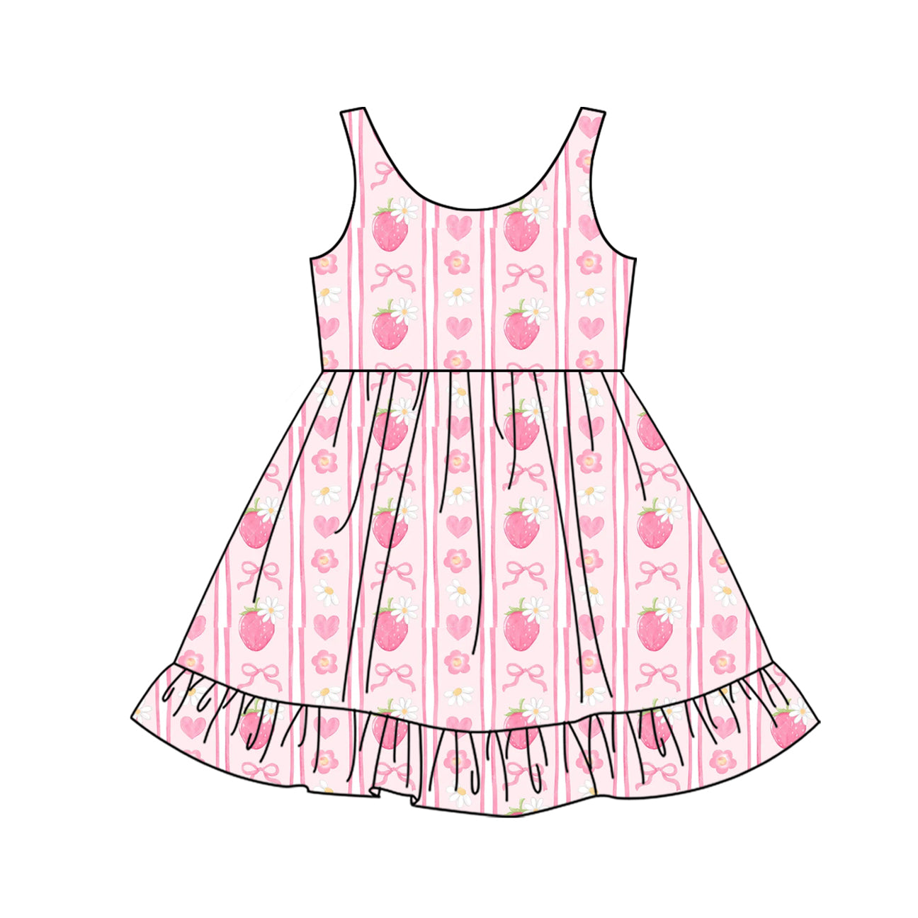 preorder GSD2214 cute strawberry pink bows girls dress