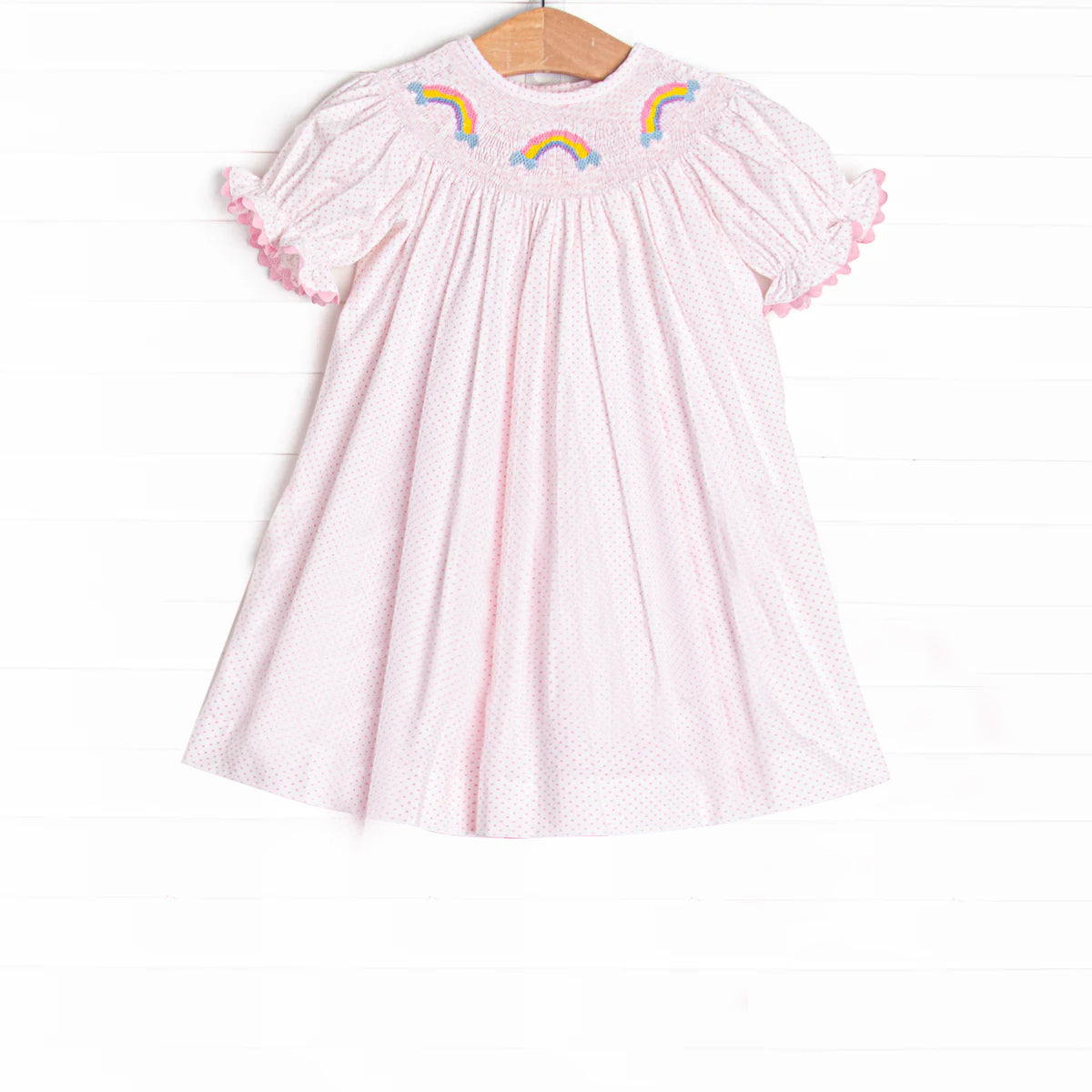 preorder GSD2277 rainbow pink short sleeve girls dress