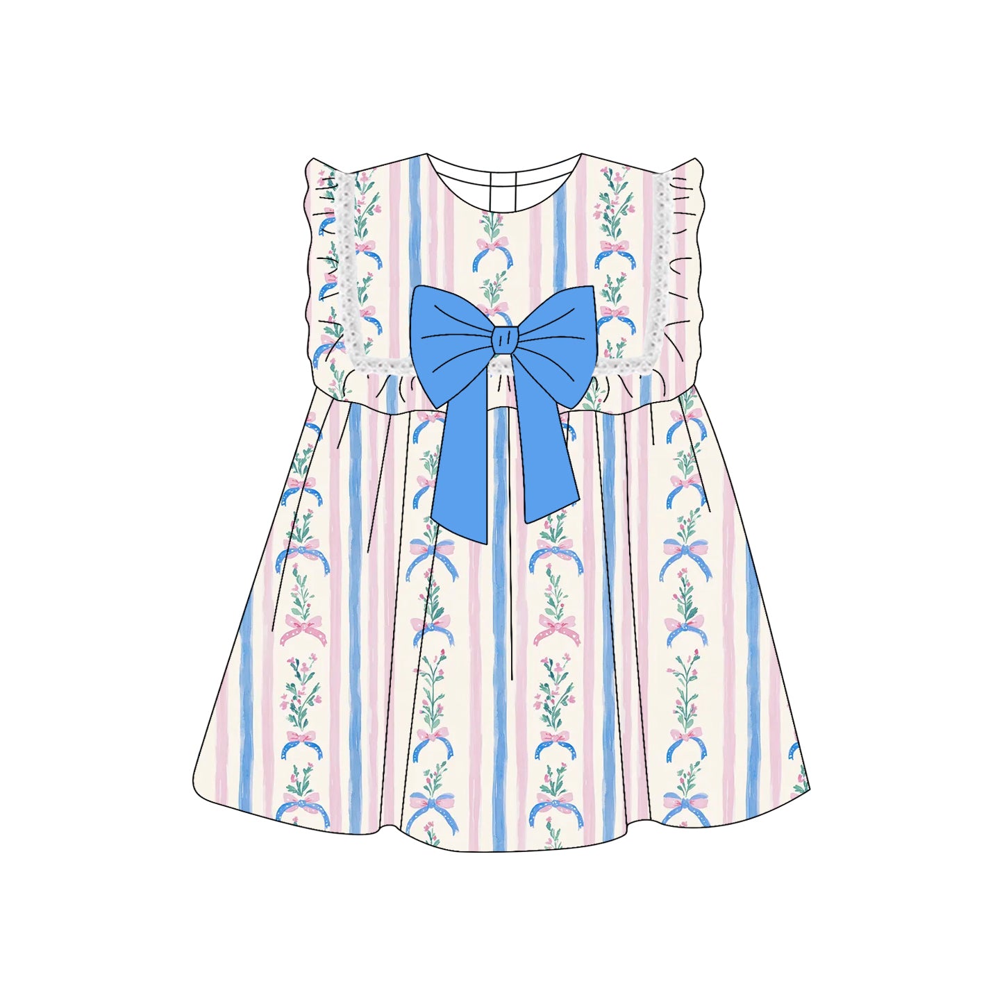 preorder GSD2397 pink bows flowers girls dress
