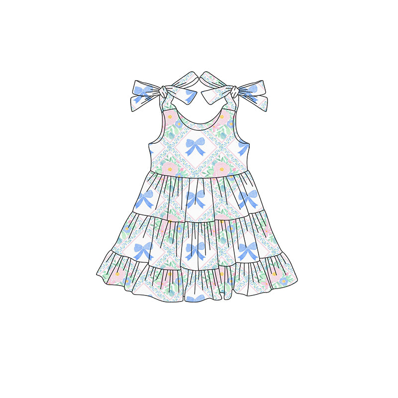 preorder GSD2400 pink bows pink flowers girls dress