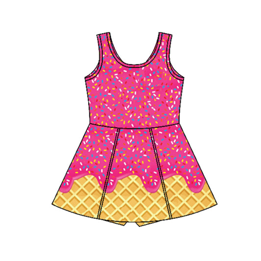 preorder GSD2424 yoga ice hot pink sleeveless with shorts girls twril bow dress