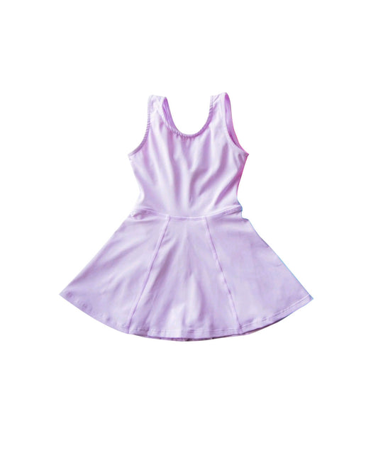preorder GSD2429 yoga light purple sleeveless with shorts girls dress