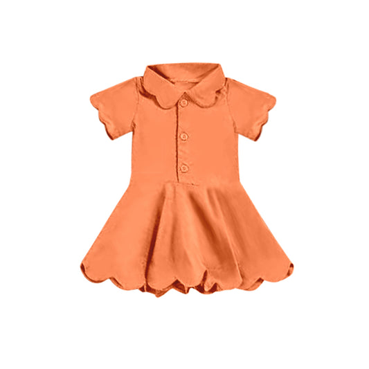 preorder GSD2473 yoga orange short sleeve with shorts girls dress