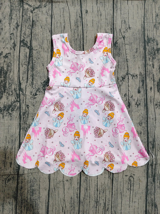 preorder Samples GSD2489 yoga cartoon princess castle sleeveless with shorts girls dress