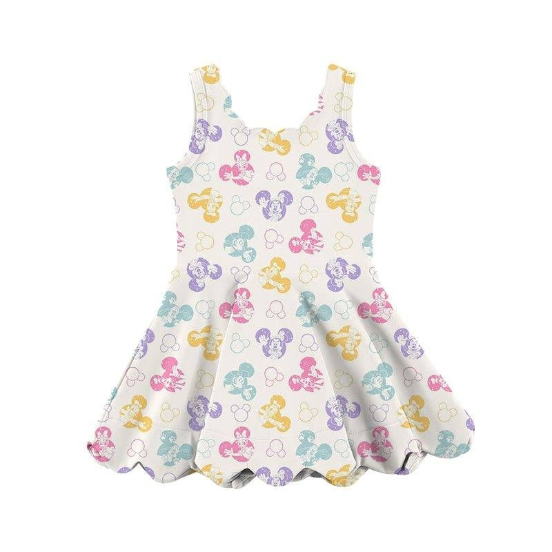 preorder GSD2490 yoga cartoon M sleeveless with shorts girls dress