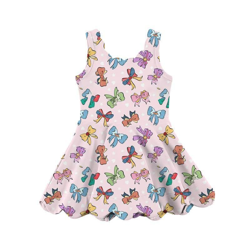 preorder GSD2492 yoga cartoon princess bows pink sleeveless with shorts girls dress