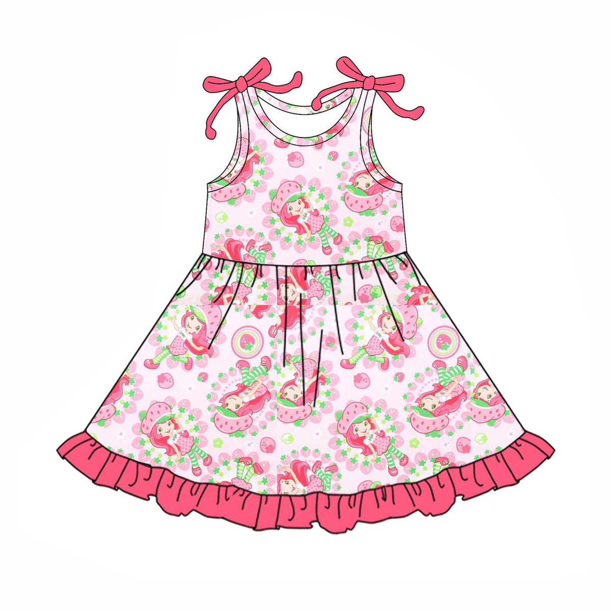 preorder GSD2504 cartoon strawberry girl pink sleeveless girls dress