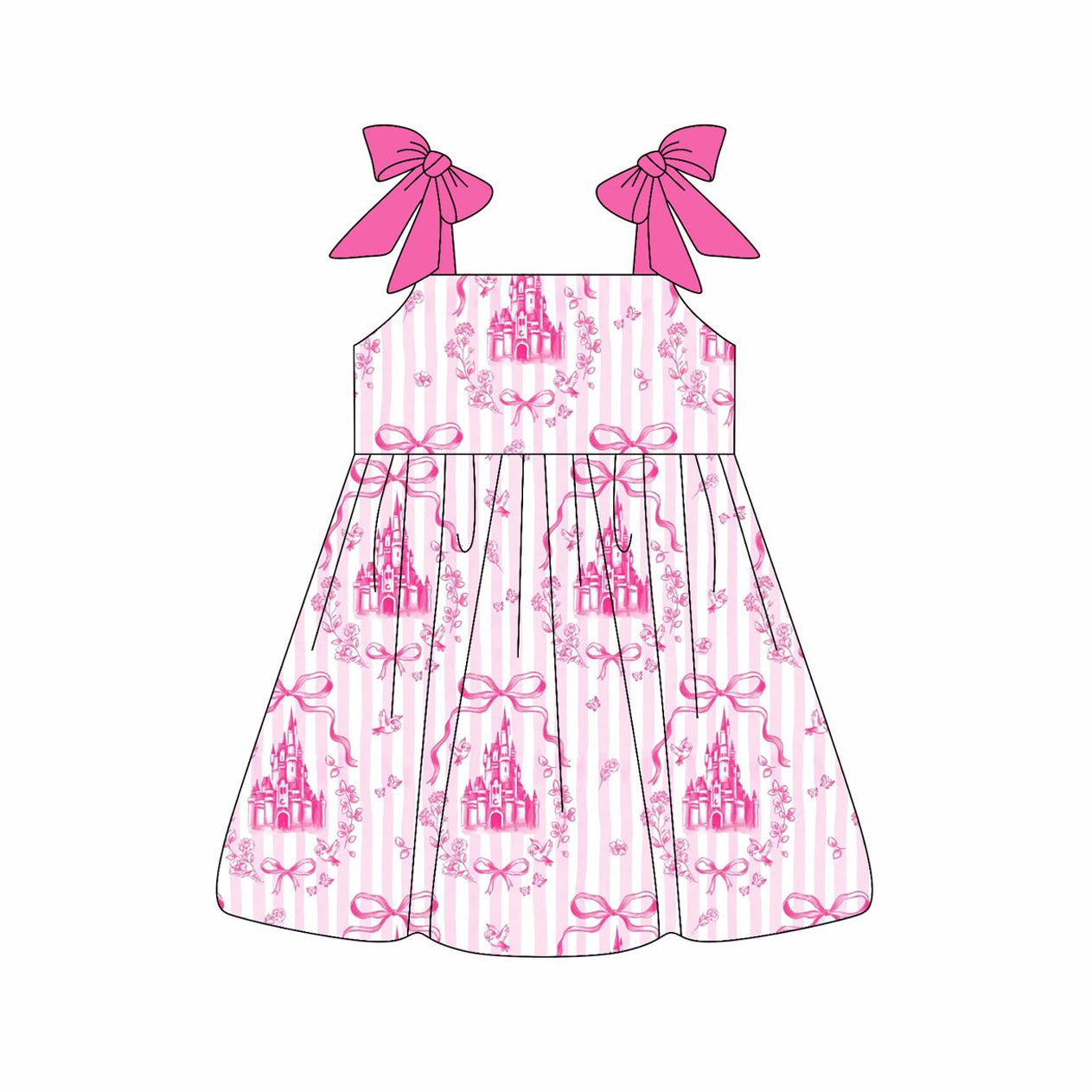preorder GSD2505 hot pink bows castle camisole girls dress