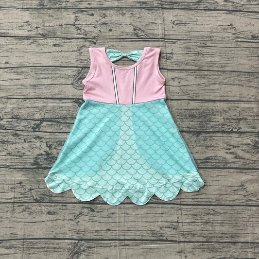 preorder Samples GSD2516 cartoon mermaid princess purple blue sleeveless girls dress