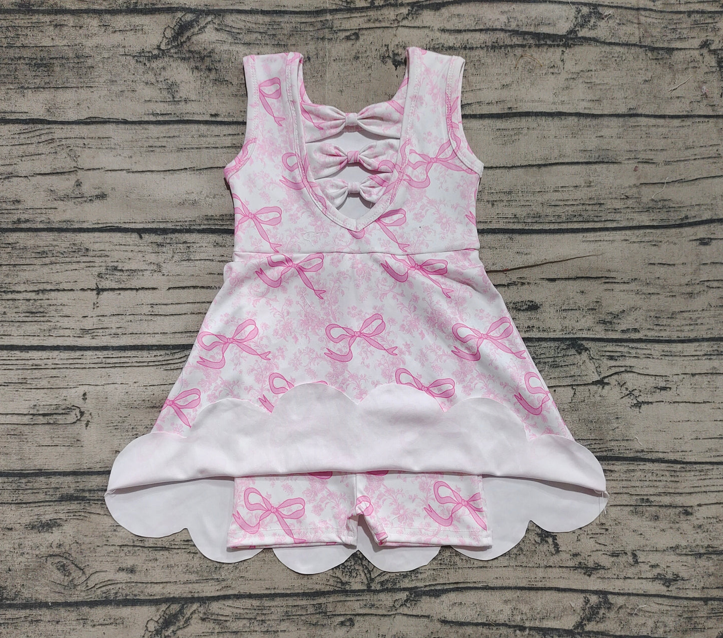 preorder Samples GSD2572 scallop yoga pink bows flowers girls dress with shorts
