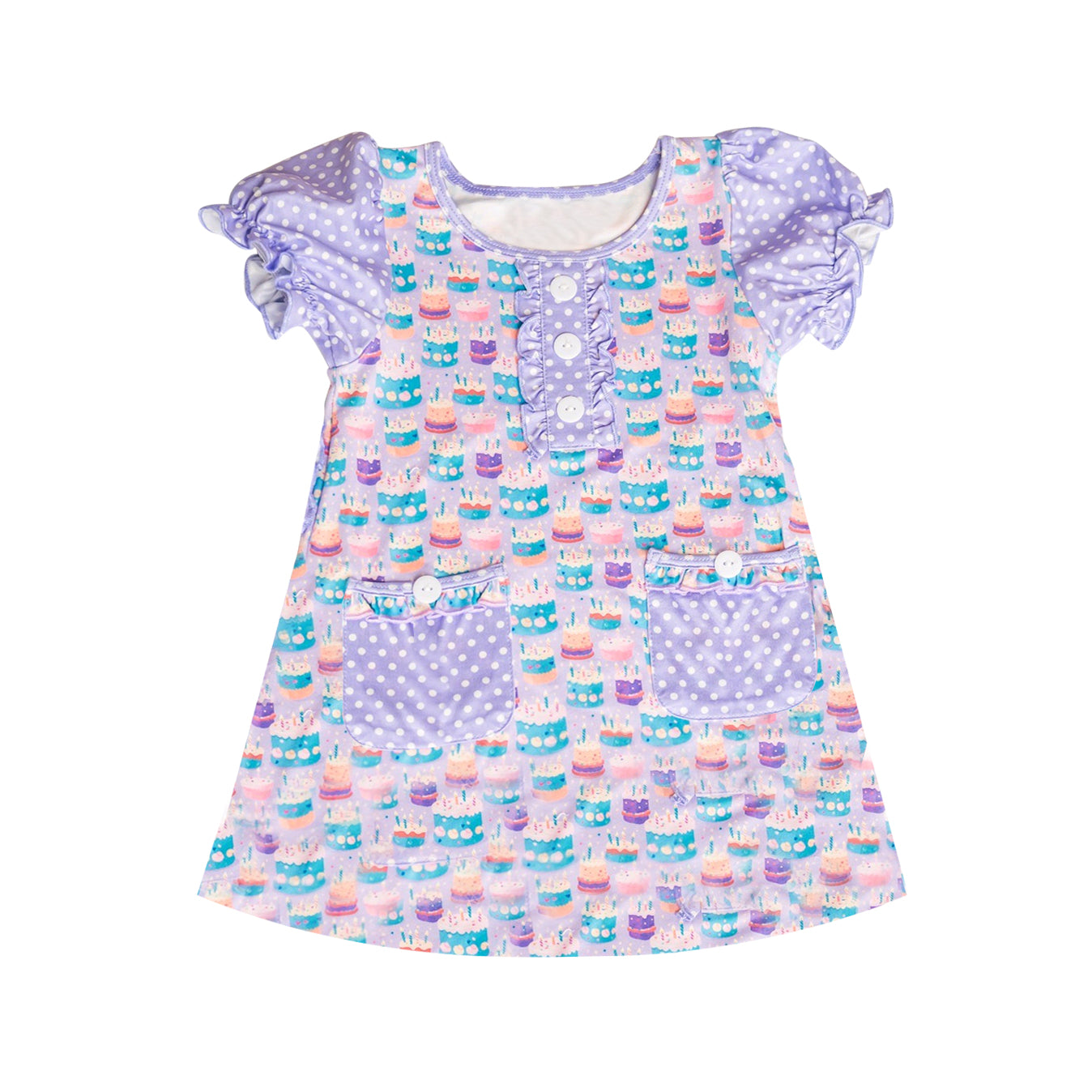 preorder GSD2578 happy birthday cake purple short sleeve girls dress