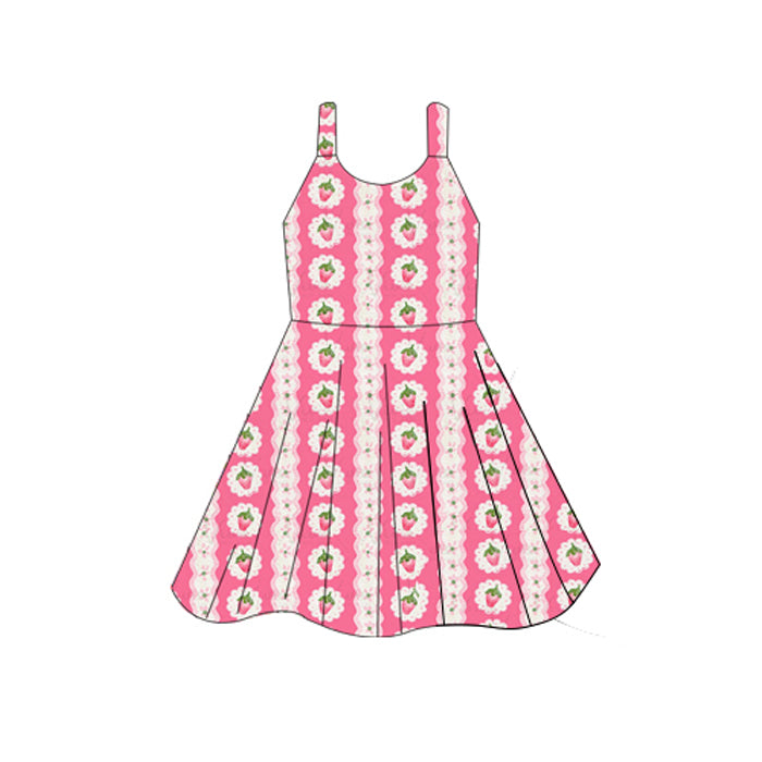 preorder GSD262 Summer strawberry hot pink girls dress