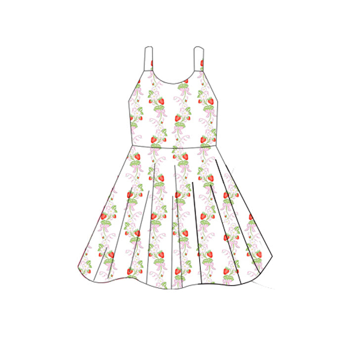 preorder GSD263 Summer strawberry bows girls dress
