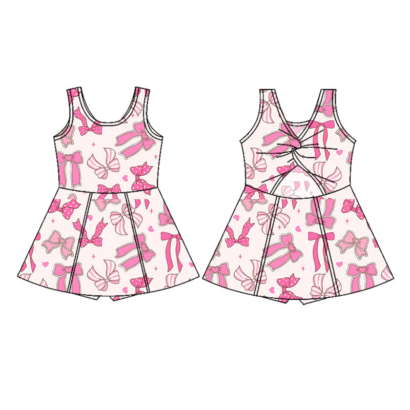 preorder GSD2628 pink/hot pink bows girls dress with shorts