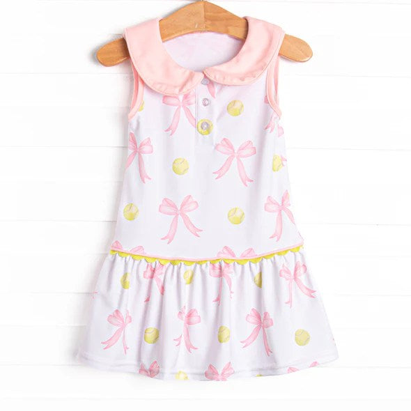 preorder GSD2633 softball pink bows sleeveless girls dress