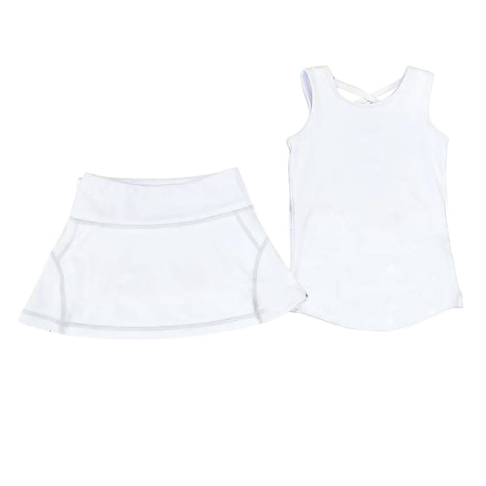 preorder GSD2651 yoga white sleeveless skirt skorts girls set