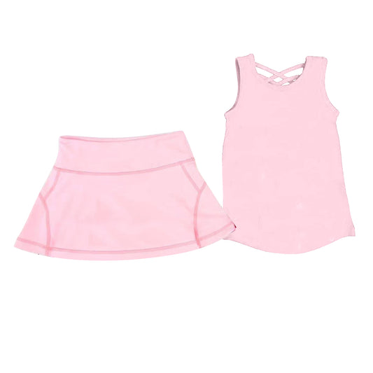 preorder GSD2652 yoga pink sleeveless skirt skorts girls set