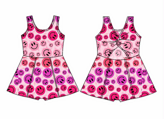 preorder GSD2655 yoga hot pink smile sleeveless skorts girls dress