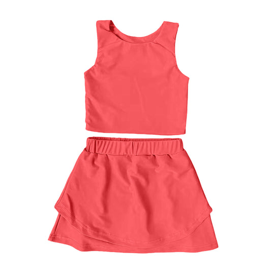 preorder GSD2660 yoga watermelon red sleeveless skirt skorts girls set