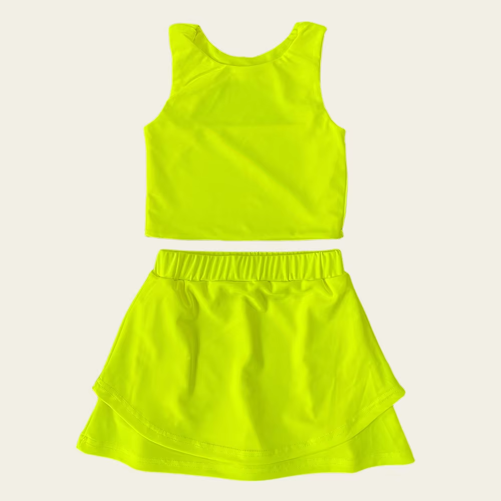 preorder GSD2661 yoga light green sleeveless skirt skorts girls set