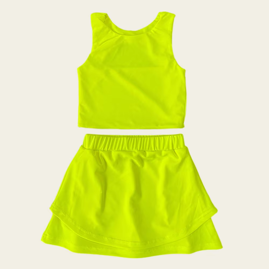 preorder GSD2661 yoga light green sleeveless skirt skorts girls set