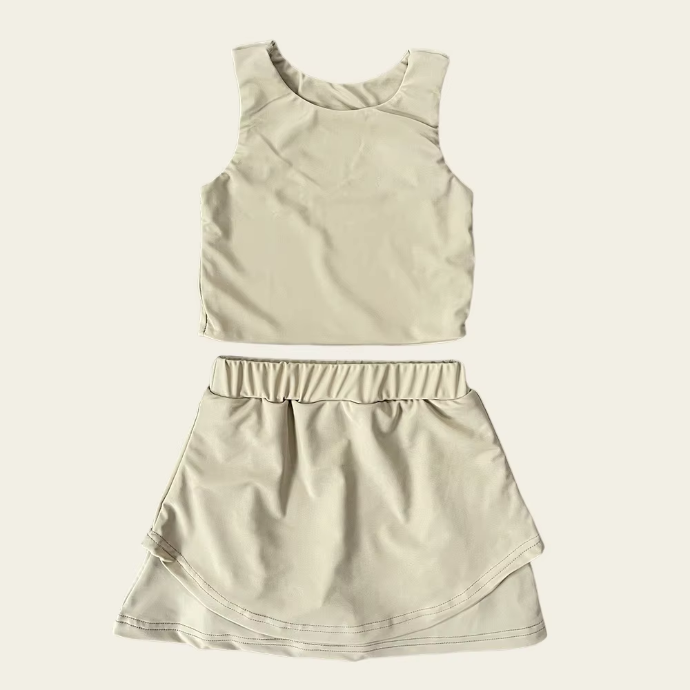 preorder GSD2669 yoga light khaki sleeveless skirt skorts girls set