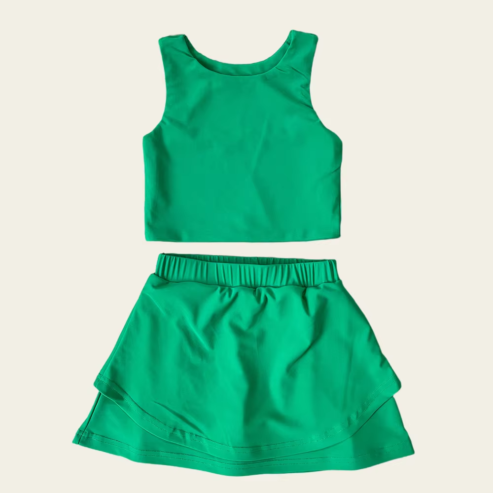 preorder GSD2670 yoga green sleeveless skirt skorts girls set