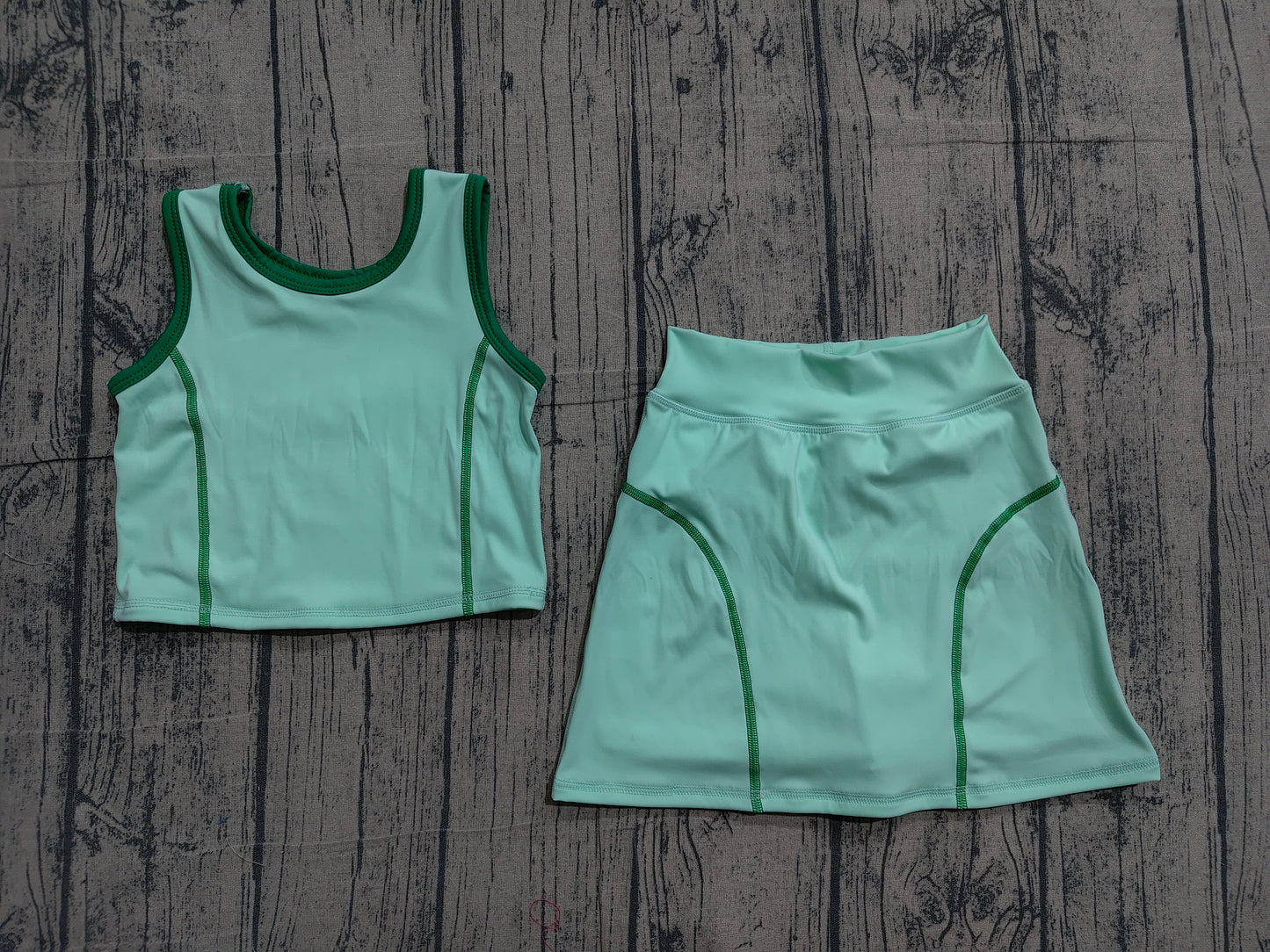 preorder Samples GSD2671 yoga green sleeveless skirt skorts girls set