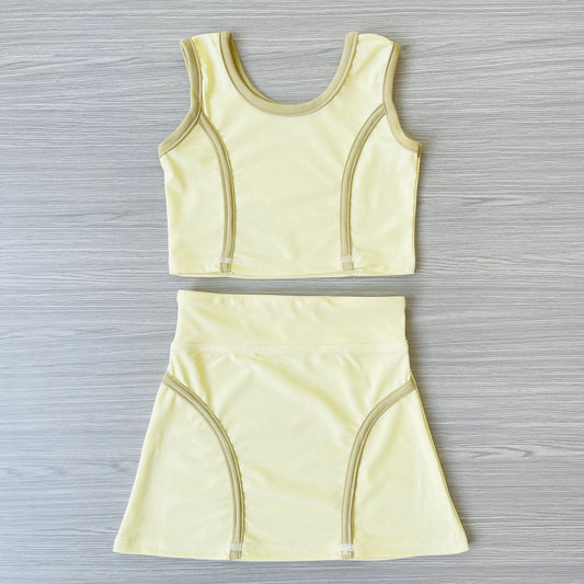 preorder GSD2672 yoga yellow sleeveless skirt skorts girls set