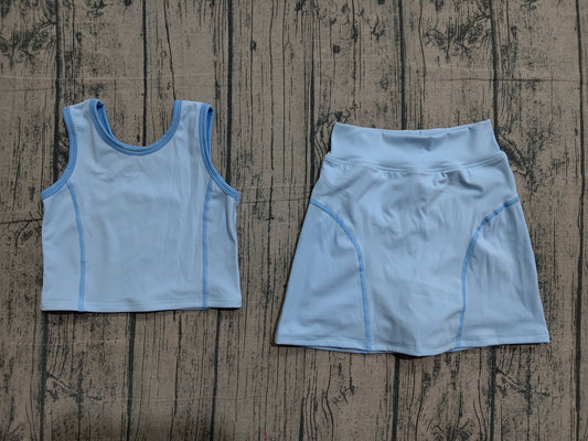 preorder Samples GSD2674 yoga blue sleeveless skirt skorts girls set