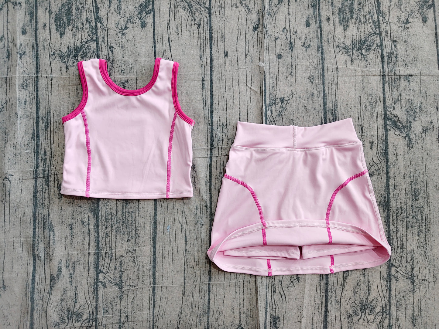 preorder Samples GSD2675 yoga pink sleeveless skirt skorts girls set