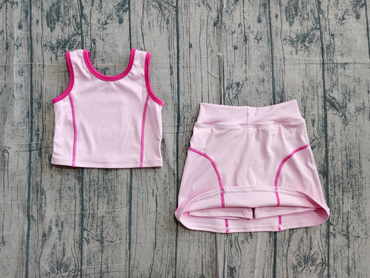 preorder Samples GSD2675 yoga pink sleeveless skirt skorts girls set