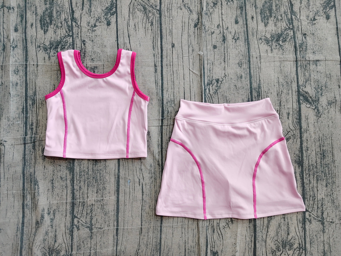 preorder Samples GSD2675 yoga pink sleeveless skirt skorts girls set