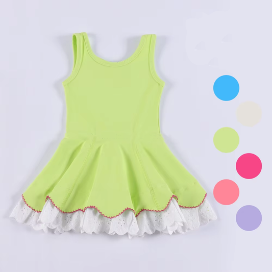 preorder GSD2681 yoga light green sleeveless girls dress with lace