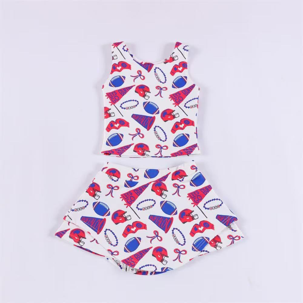preorder GSD2689 football team cheer sleeveless skirt skorts girls set