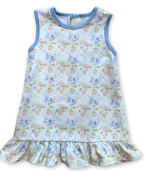 preorder GSD2703 colorful flowers floral blue sleeveless girls dress