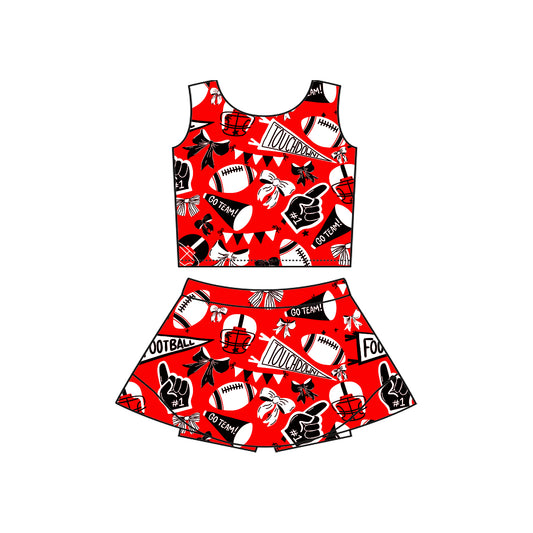 preorder GSD2763 yoga football item cheer red sleeveless skort girls set