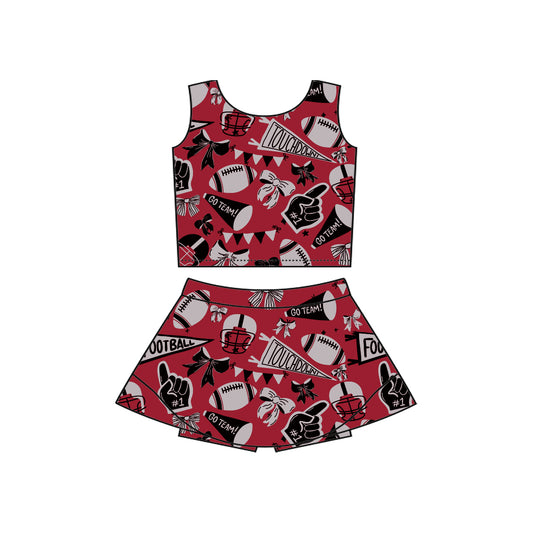 preorder GSD2764 yoga football item cheer maroon sleeveless skort girls set