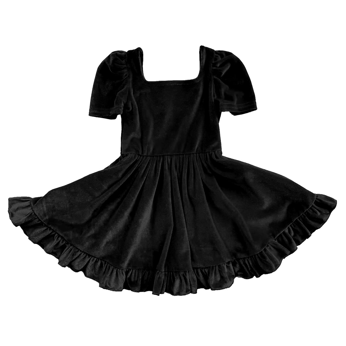 preorder GSD2766 black velvet short sleeve girls dress
