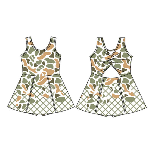 preorder GSD2820 yoga hunting green camo skorts girls dress