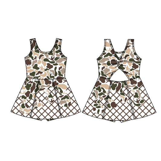 preorder GSD2823 yoga hunting camo mallard deer turkey skorts girls dress