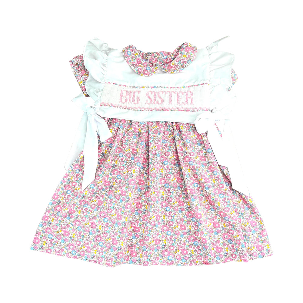 preorder GSD2835 big sister colorful flowers floral bows flutter sleeve girls dess