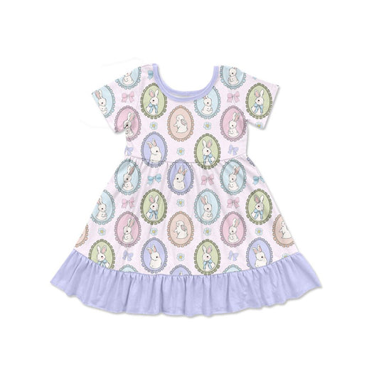 preorder GSD2863 Easter bunny rabbit colorful bows short sleeve girls dress